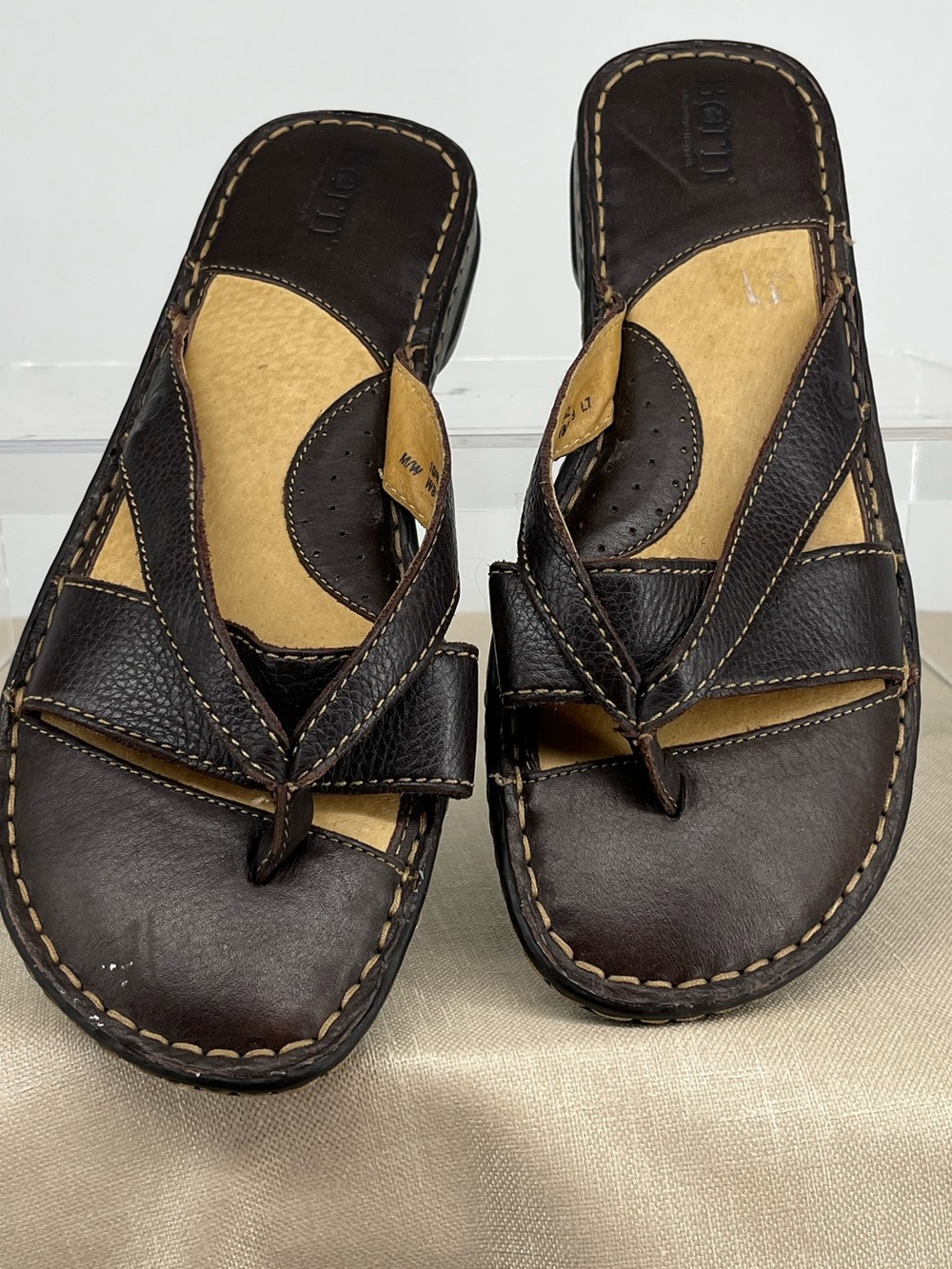 Born Women's Brown Leather Thong Sandals